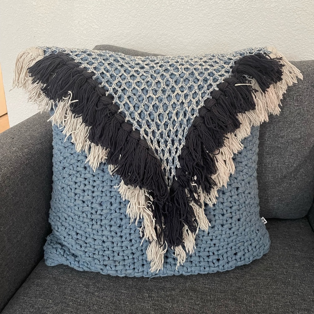 BCBG Fringe Knit Accent Throw Pillow, insert included